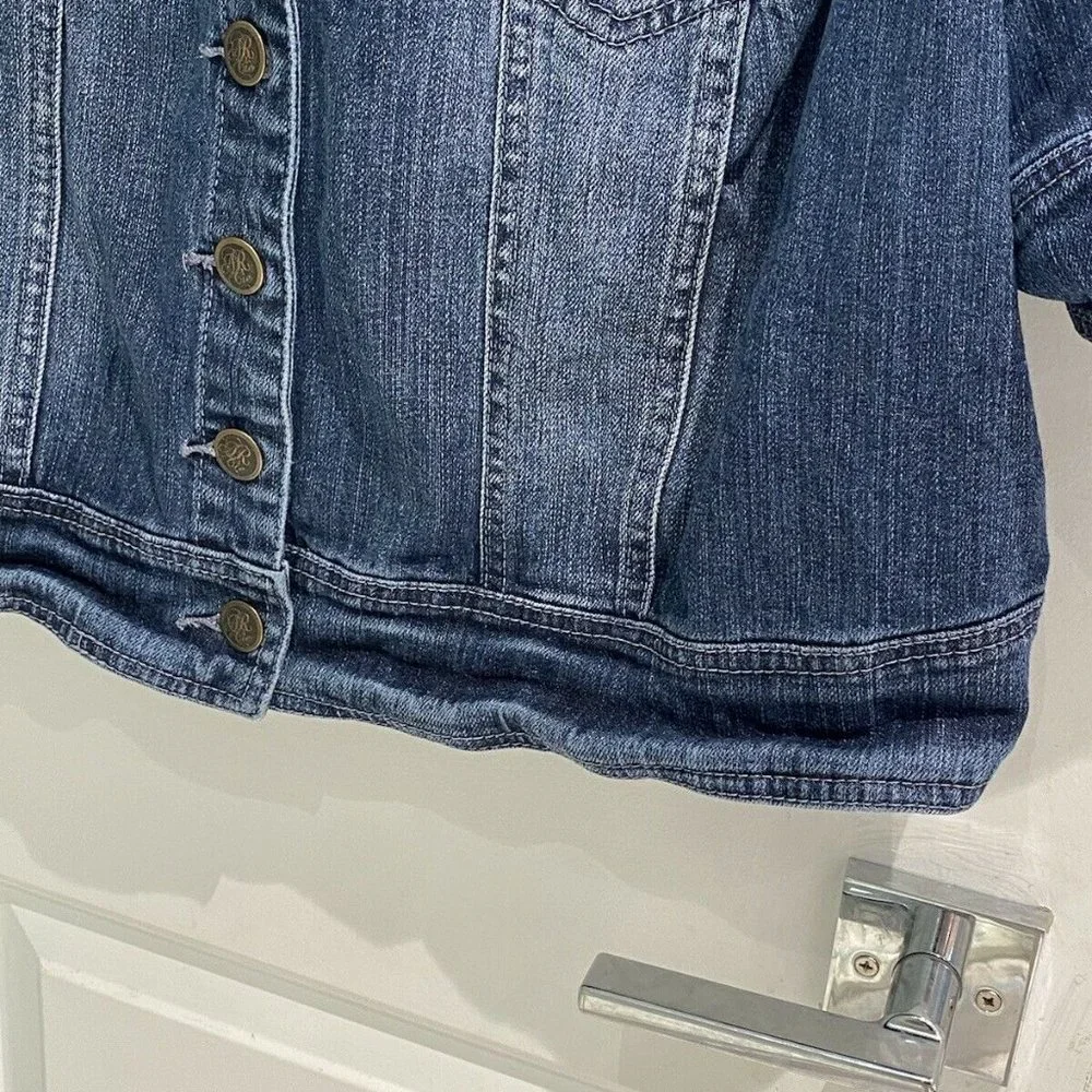 American Rag Cie Distressed Cropped Denim Jacket - Picture 3 of 12